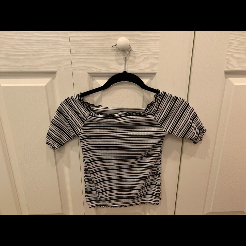 Black and white off the shoulder top